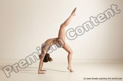 Swimsuit Gymnastic poses Woman White Moving poses Slim long brown Dynamic poses Academic